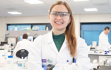 Scientist Emma in lab
